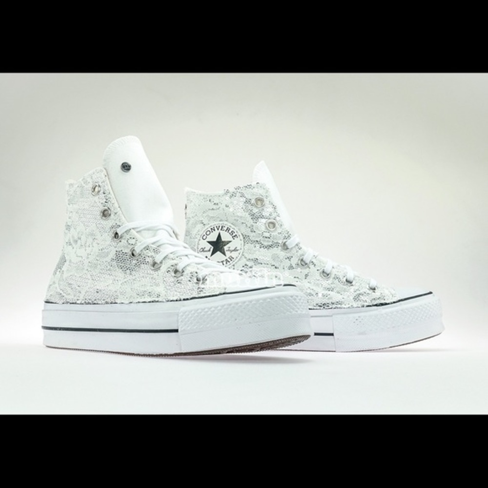 Converse Hi Top sneakers with Sequins Lace Detail